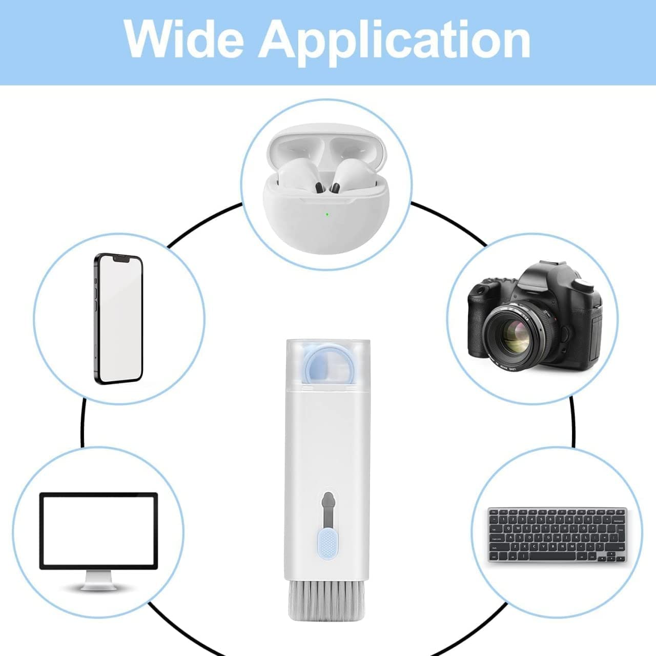 6462 7 In 1 Electronic Cleaner Kit Cleaning Kit For Monitor Keyboard Airpods Screen Dust Brush Including Soft Sweep Swipe Airpod Cleaner Pen Key Puller And Spray Bottle Wukusy