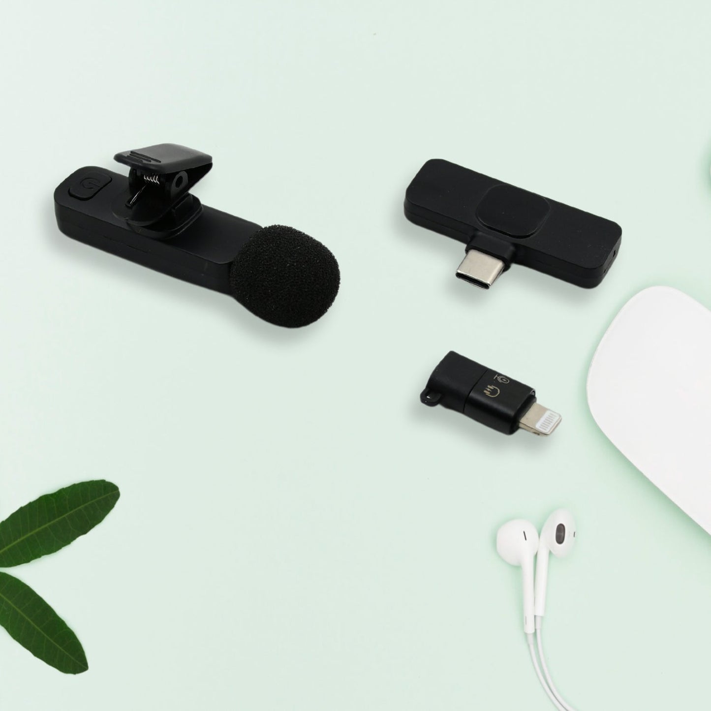 12639 Intelligent Noise Cancelling Live Streaming Clip On Microphone For Type-c For Iphone With Charging Mini Wireless Lapel Collar Microphone Wukusy