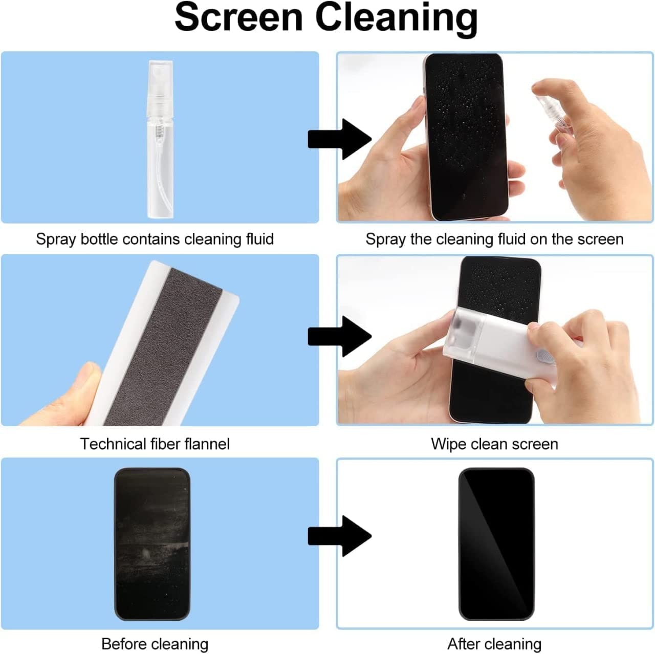 6462 7 In 1 Electronic Cleaner Kit Cleaning Kit For Monitor Keyboard Airpods Screen Dust Brush Including Soft Sweep Swipe Airpod Cleaner Pen Key Puller And Spray Bottle Wukusy